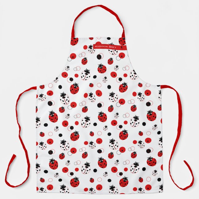 Tablier Simple Motif Ladybug rouge, noir et blanc (Recto)
