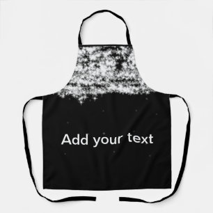 Tablier Simple paillettes noires scintillantes étoiles ajo