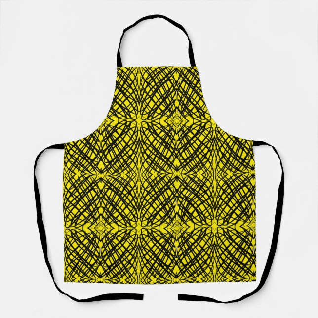 Tablier Simple Scribble | Carreaux miroir | Jaune | (Recto)
