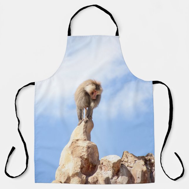 Tablier Singe babouin au sommet d'une montagne (Recto)