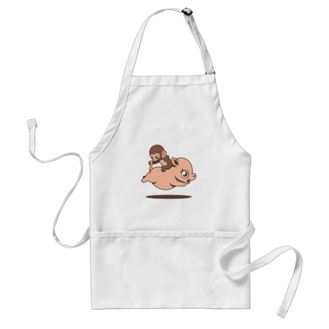 Tablier Singe de bébé (allant à reculons sur un porc) (Devant)