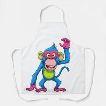 Singe de dessin animé rose souriant mascotte