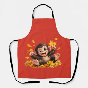 Tablier Singe souriant aux grands yeux tropical ludique