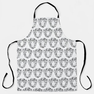 Tablier Singe tribal noir et blanc
