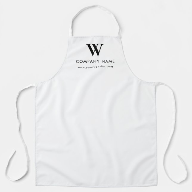 Tablier Site Web de Monogramme de Texte Personnalisé Blanc (Recto)