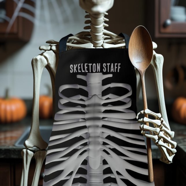 Tablier Skeleton Personnel Personnalisé Halloween Apron (Skeleton staff apron for your skeleton staff)