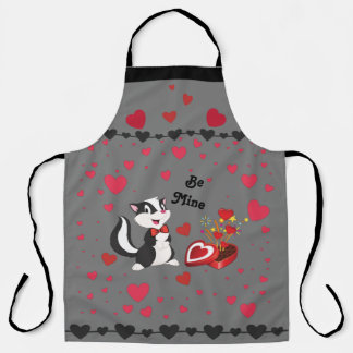 Tablier Skunk Valentine Day Cute Hearts Candy Grey Be Mine