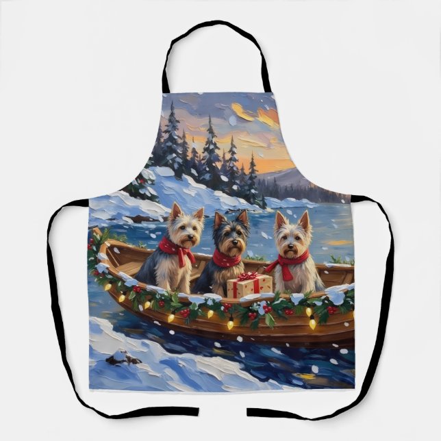 Tablier Skye Terrier Noël Bateau Fêtes (Recto)