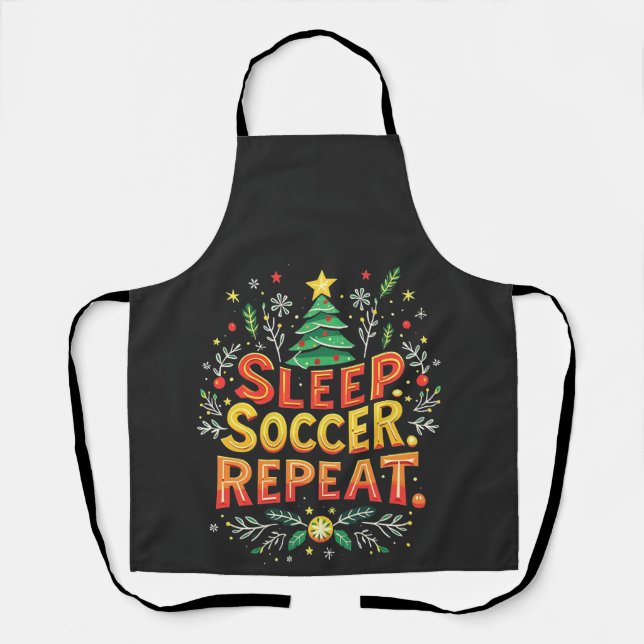Tablier Sleep Soccer Répéter l'arbre de Noël Soccer Lover (Recto)