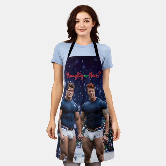 Tablier SlipperyJoe's décoré enneigé de Noël tre (Porté)