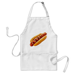 Tablier SlipperyJoe's Hotdog mustard sliced meat bun grill