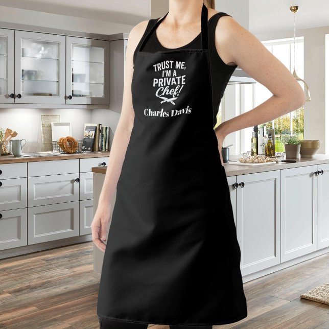 Tablier slogan en noir blanc du chef (Créateur téléchargé)