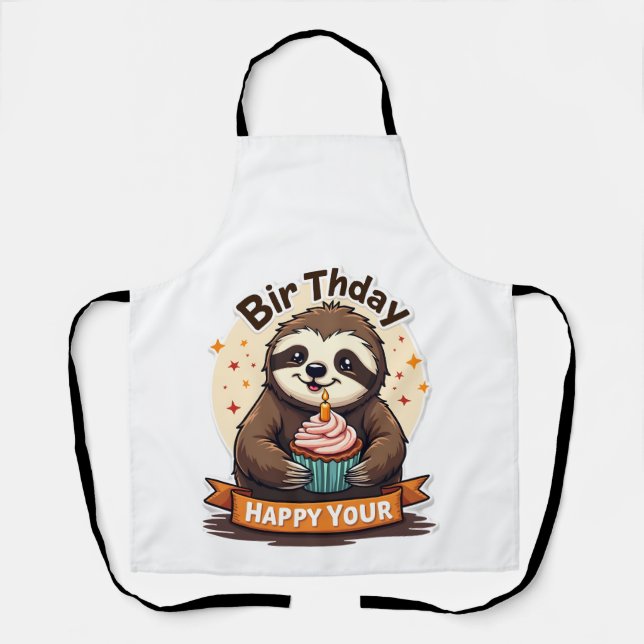 Tablier Sloth Birthday Shirt Vintage Cake Animal Graphic (Recto)