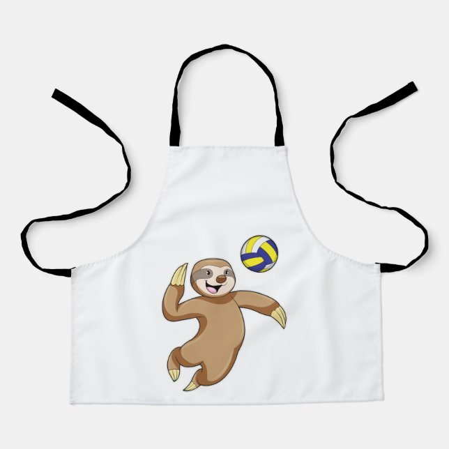 Tablier Sloth comme joueur de volleyball avec volleyball (Recto)