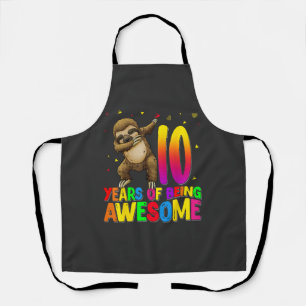 Tablier Sloth Fête d'anniversaire de 10 ans Dabbing 10e An