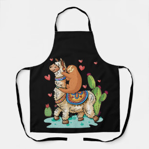 Tablier Sloth Riding Llama Funny Valentines Day