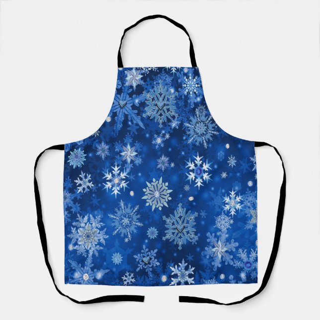 Tablier Snowflakes de Noël Blue et Silver Apron (Recto)