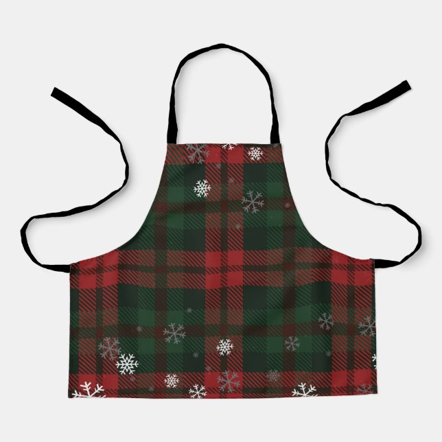 Tablier Snowflakes Plaid Festive de Noël Motif (Recto)