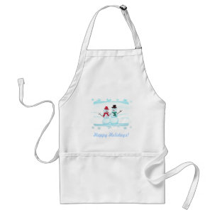 Tablier Snowman and Snow Lady Couple Holiday Apron