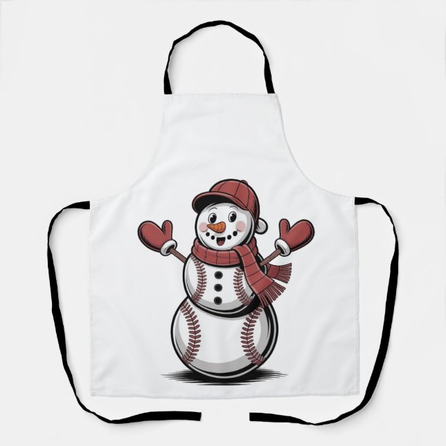 Tablier Snowman Baseball Noël Amateurs de sport (Recto)