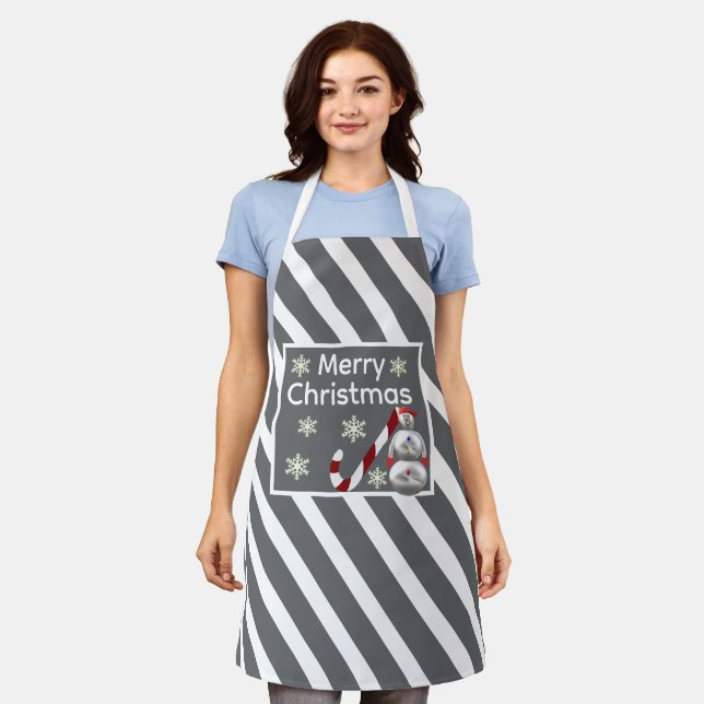 Tablier snowman Candy Cane Stripe Merry Christmas (Porté)