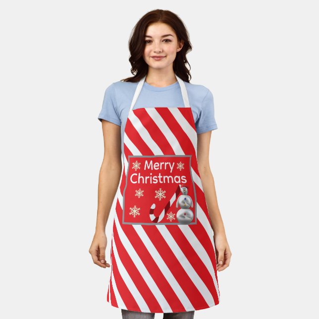 Tablier snowman Candy Cane Stripe Merry Christmas (Porté)