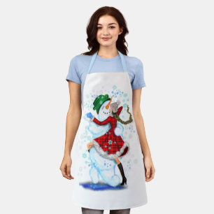 Tablier Snowman et danseuses de Noël Funny Apron