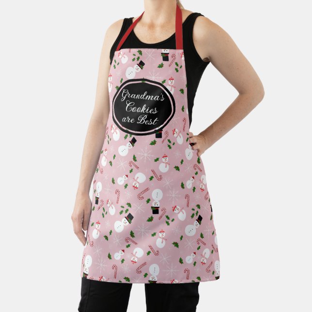 Tablier Snowman Snowflake Grandma's Cookies Xmas Apron (Insitu)