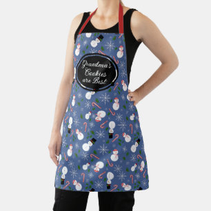 Tablier Snowman Snowflake Grandma's Cookies Xmas Apron