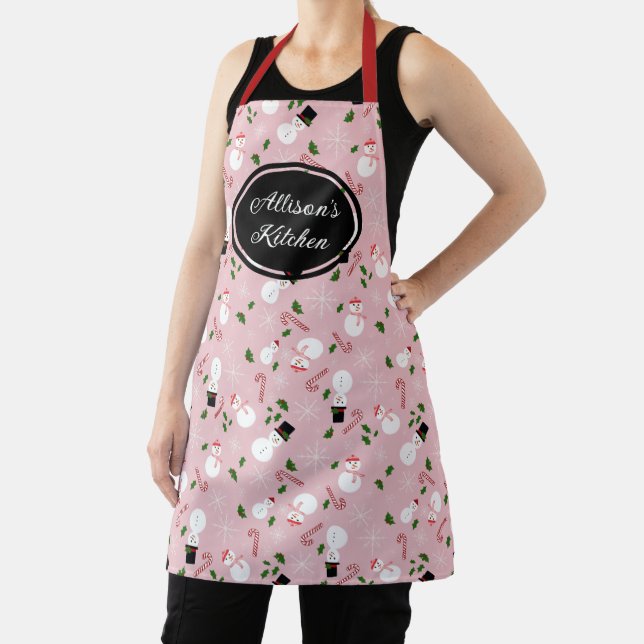 Tablier Snowman Snowflake hiver Personnalisé Noël Apron (Insitu)