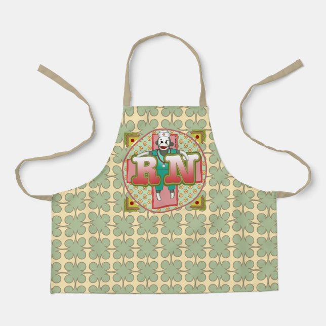 Tablier Sock Monkey personnalisé RN Nurse apron (Recto)