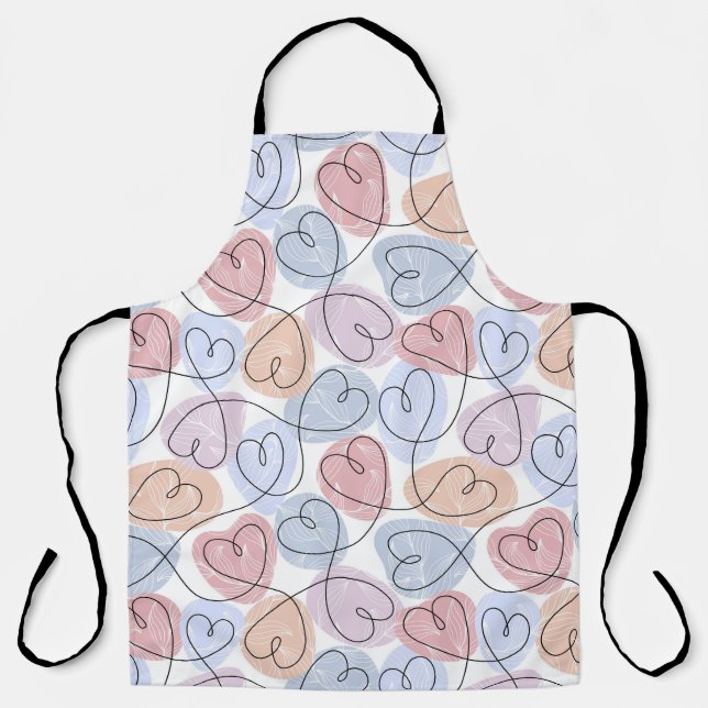 Tablier Soft Hearts : Continuous Line Valentine's (Recto)