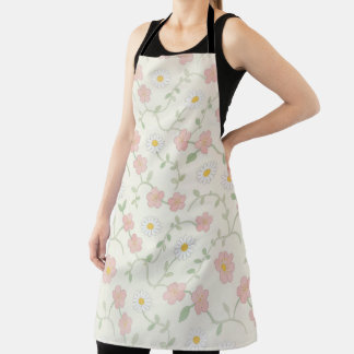 Tablier Soft Pastel Cherry Blossom & Daisy Floral Apron
