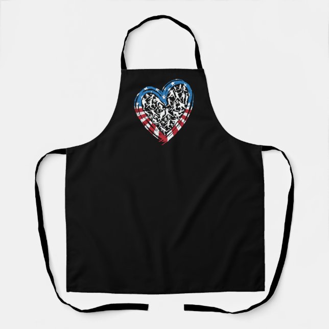 Tablier Softball - American USA Flag Heart (Recto)