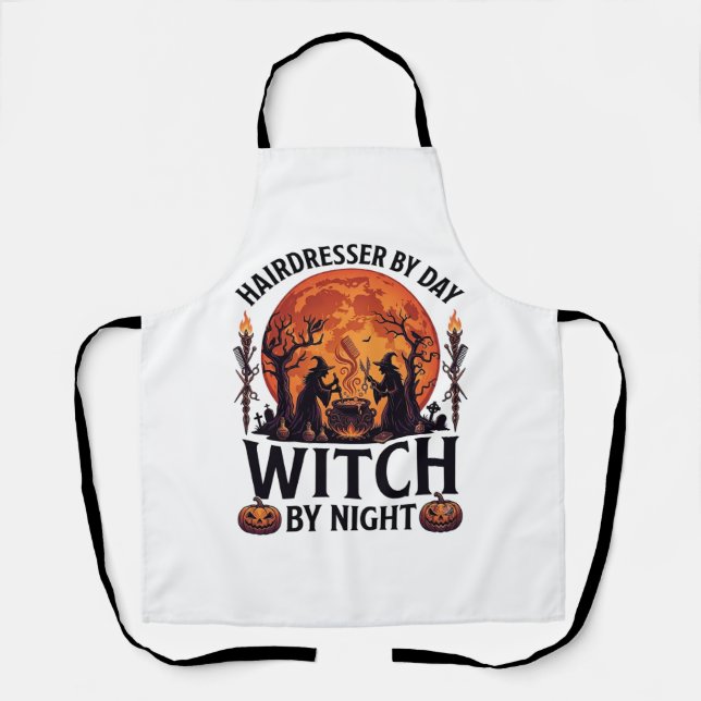 Tablier Sorcière de nuit de coiffeuse Halloween Peigne Cis (Recto)