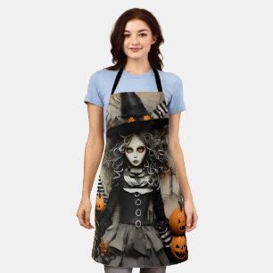 Tablier sorcière d'Halloween avec citrouilles