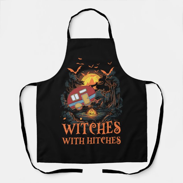 Tablier Sorcières avec des hachures Halloween sorcières Ca (Recto)