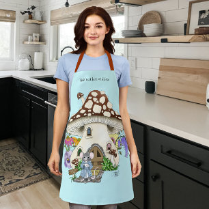 Tablier Souris Fantaisiste Maison Champignon Floral Bleu