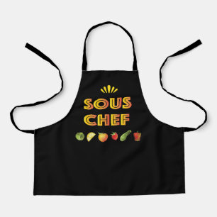 Tablier Sous Chef design ludique avec fruits et légumes