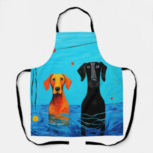 Tablier Sous l'Horizon Bleu - Chiens Colorés Surréalistes