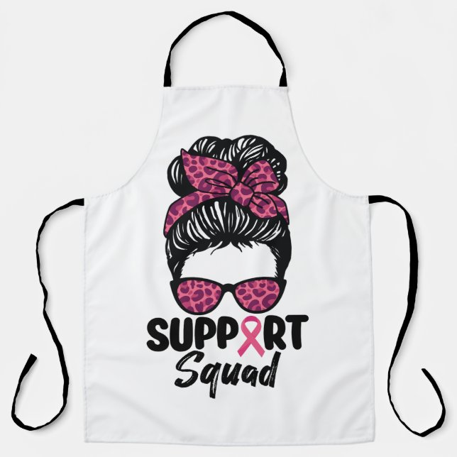 Tablier Soutien Squad Messy Bun Pink Warrior Cancer du sei (Recto)