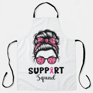 Tablier Soutien Squad Messy Bun Pink Warrior Cancer du sei