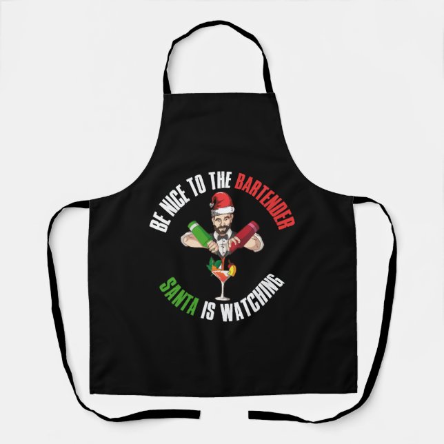 Tablier Soyez Gentil Au Bartender Funny Santa Claus Don (Recto)