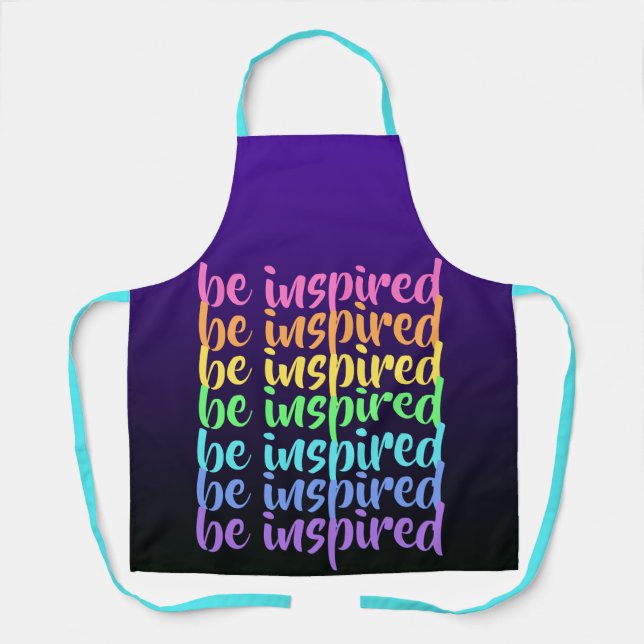 Tablier "Soyez inspiré" Apron arc-en-ciel violet (Recto)
