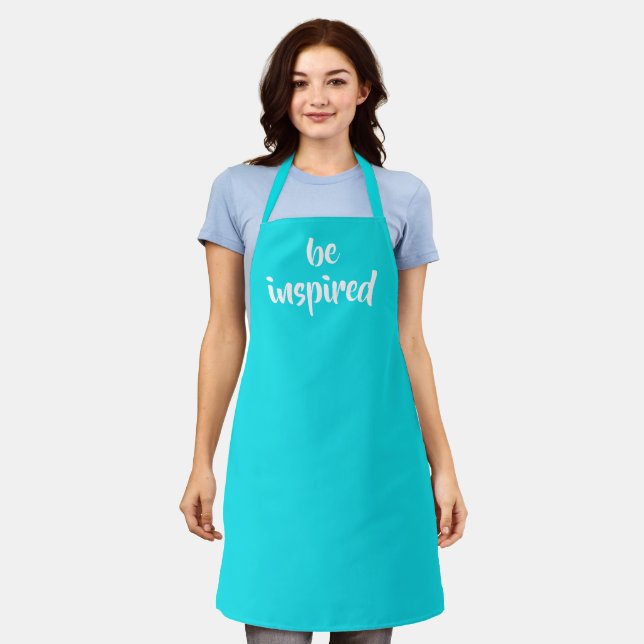 Tablier "Soyez inspiré" Aqua Blue Apron (Porté)
