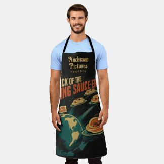 Tablier Spaghetti vintage sci-fi drôle de pâtes vaisseau s