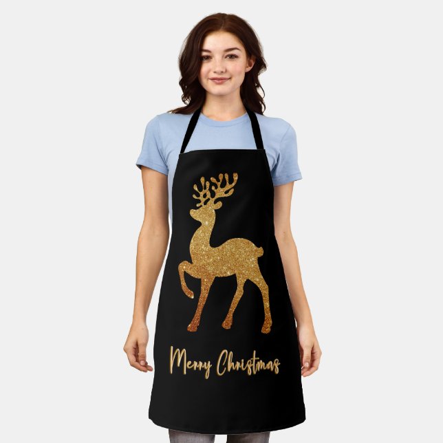 Tablier Sparkel Christmas Gold Reindeer (Porté)