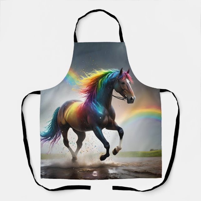 Tablier Spectre de grâce : cheval arc-en-ciel sous les arc (Recto)
