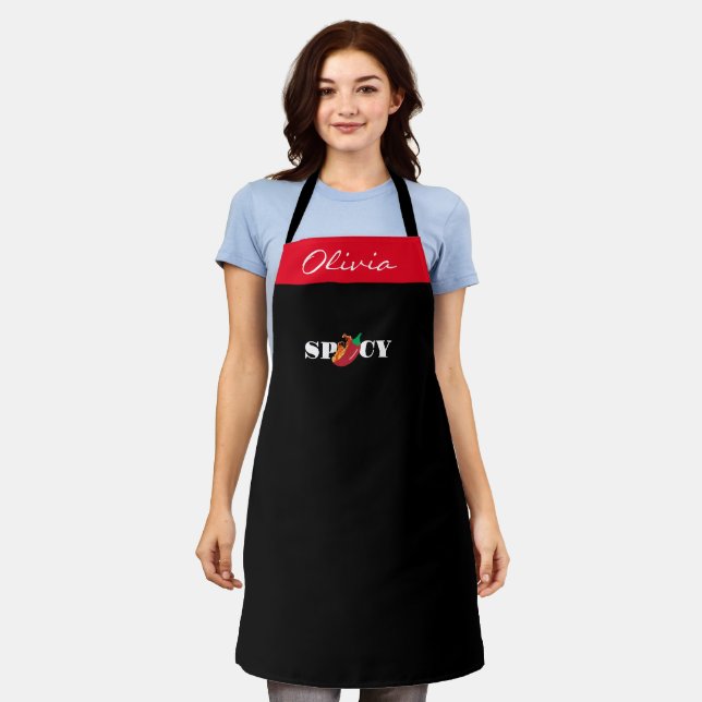 Tablier Spicy Apron - Custom Text Chili Cook Off Gift (Porté)