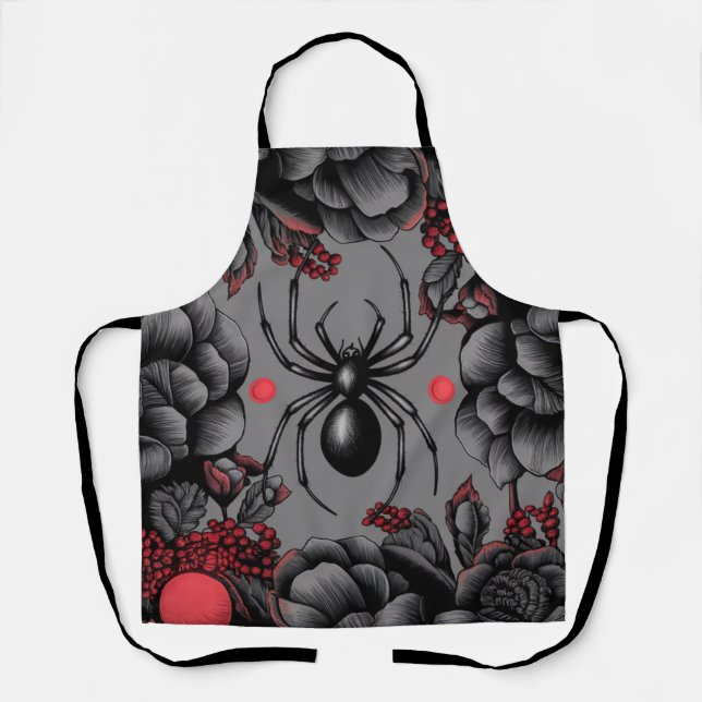 Tablier Spider Floral design style gothique (Recto)
